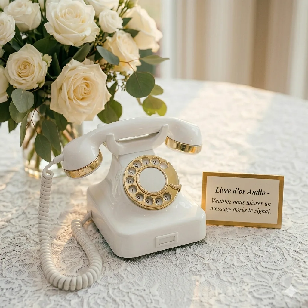 Livre d'or audio Jaysphotography — téléphone vintage pour les messages des invités