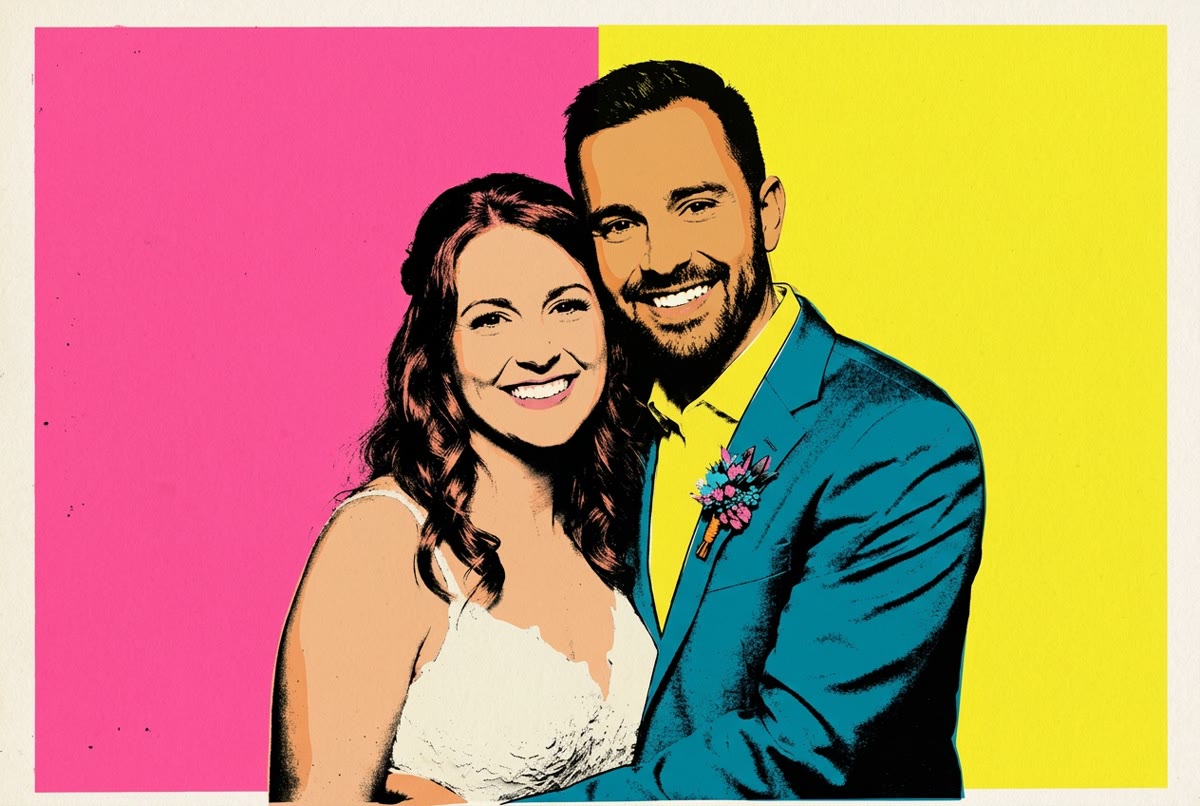 Portrait IA du couple, thème Pop art — Image créée par intelligence artificielle