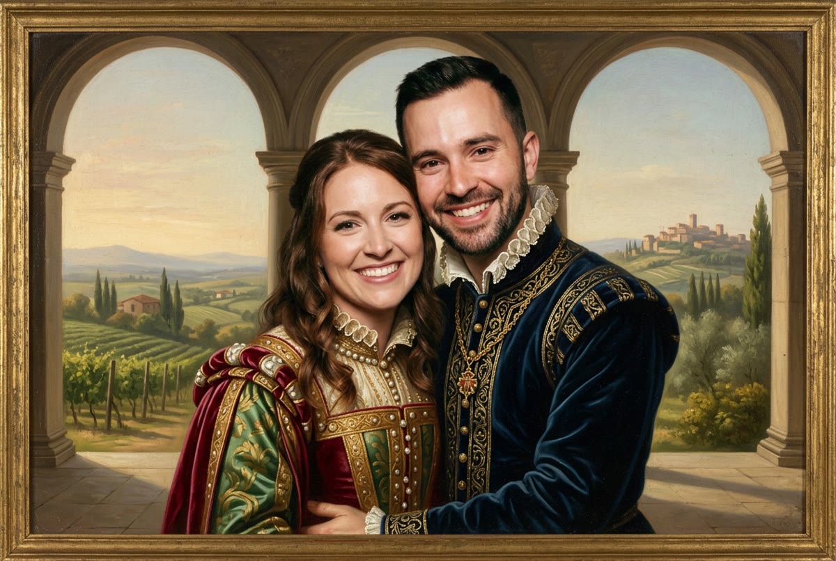 Portrait IA du couple, thème Renaissance — Image créée par intelligence artificielle