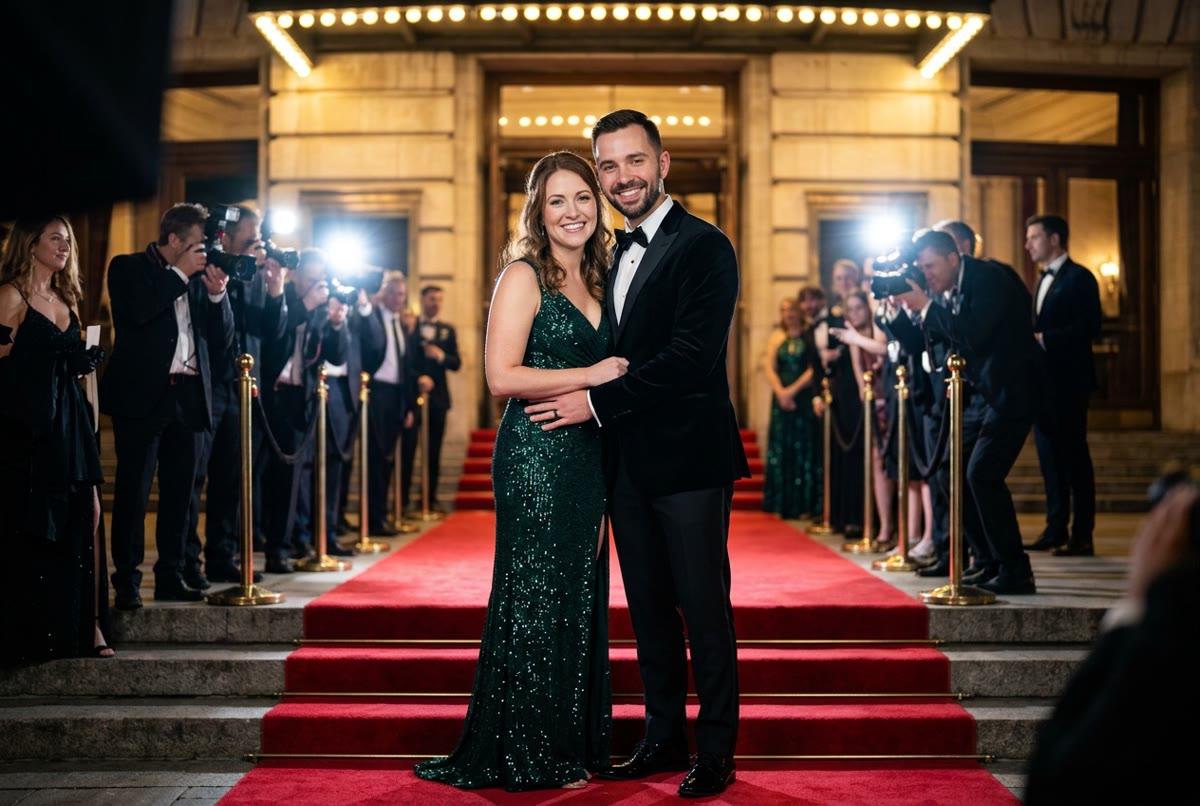 Portrait IA du couple, thème Tapis rouge — Image créée par intelligence artificielle